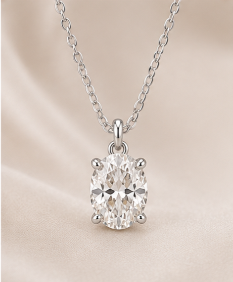 Colar Diamante Pedra Oval